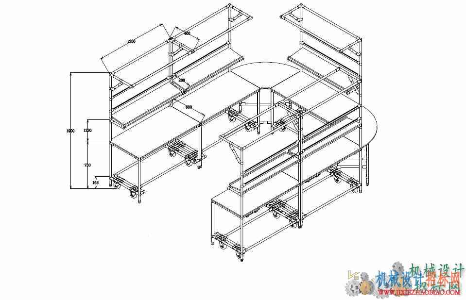 CX3D-SW-019 U型流水线工作台模型 含零件 含特征 含PPT文件说明