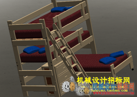 CX3D-SW-039 学生双层床（含写字台） 含零件 含特征