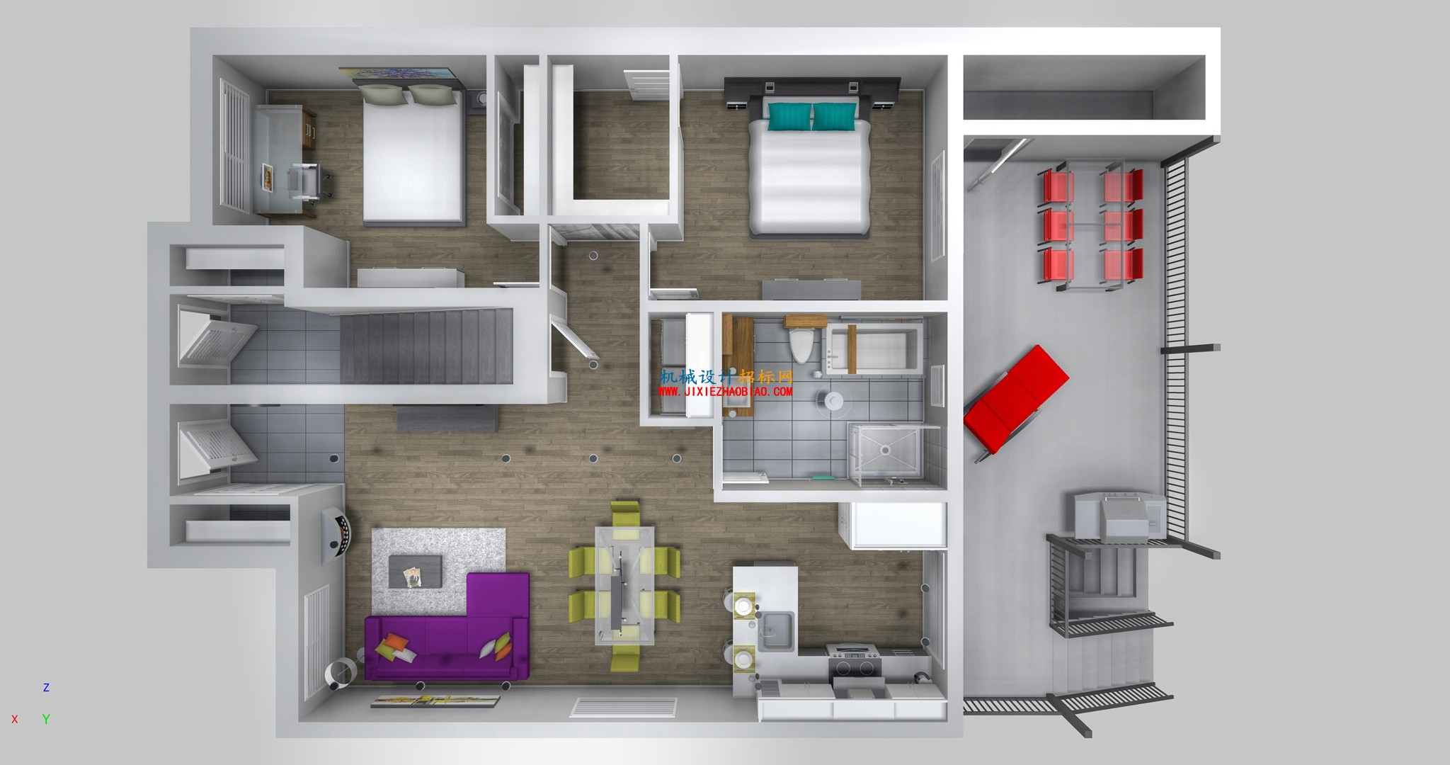 Plan 3D du Triplex jumele Despres.jpg