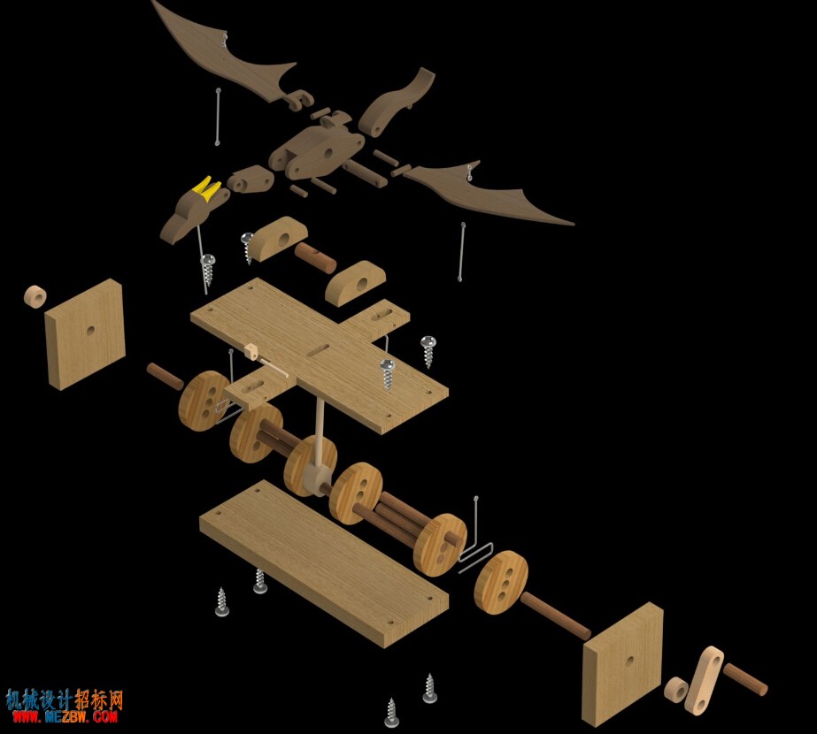 木制飞龙玩具模型渲染爆炸图.jpg