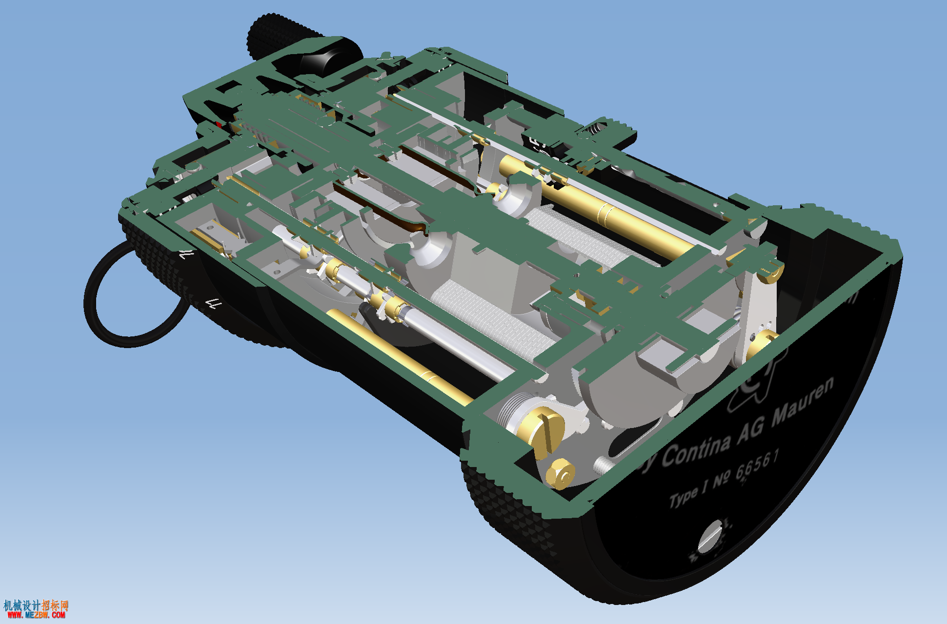 复杂巧妙的机械计算器结构剖开渲染图png