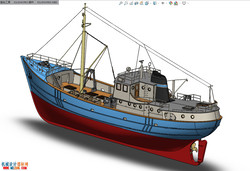 整体式拖网渔船模型