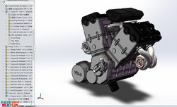 V4双涡轮增压引擎模型